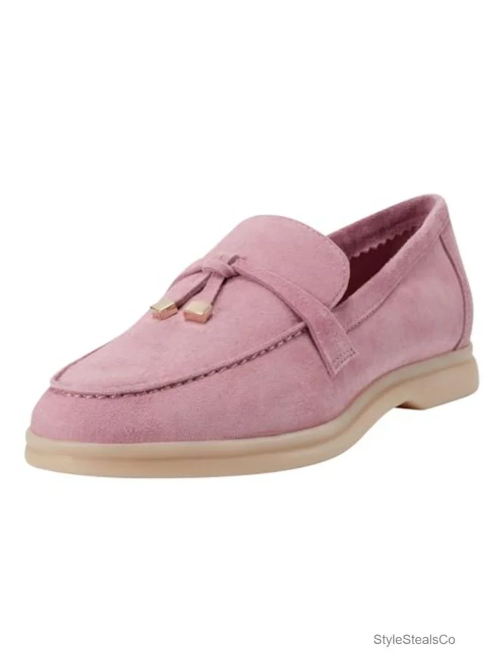 Suede Loafer with Slip-On Closure, Almond Toe, 0.87